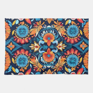 Kleurrijke Boho Floral Elegance: Levendige Mandala Theedoek