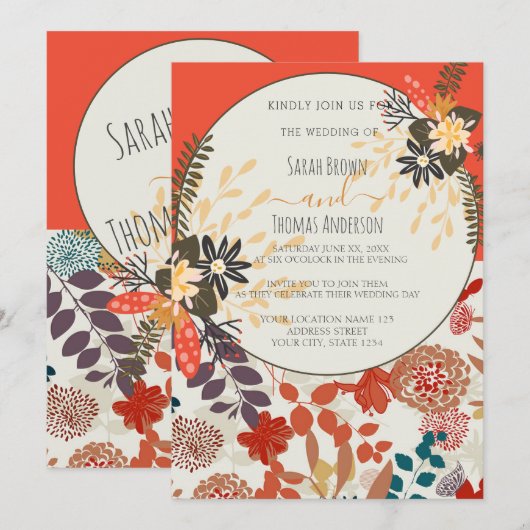 KLEURRIJKE BOHO FLORAL KAART (Voorkant / Achterkant)