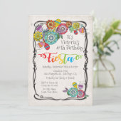 Kleurrijke Boho Floral Mexicaanse Fiesta Verjaarda Kaart (Staand voorkant)