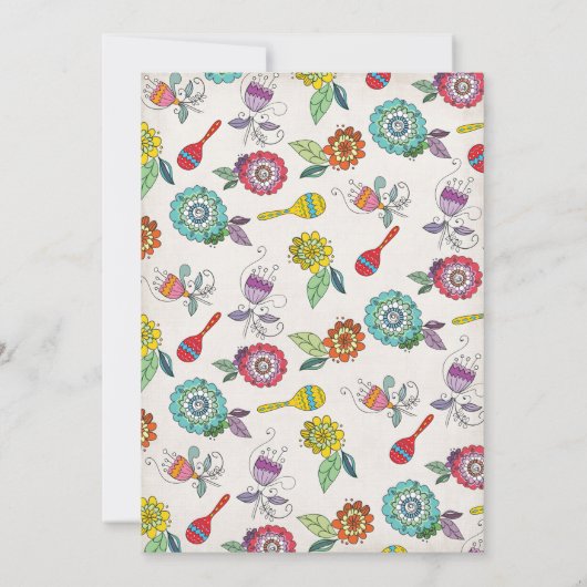 Kleurrijke Boho Floral Mexicaanse Fiesta Verjaarda Kaart (Achterkant)