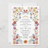 Kleurrijke Boho Floral Quinceañera Mis Quince Kaart (Voorkant)