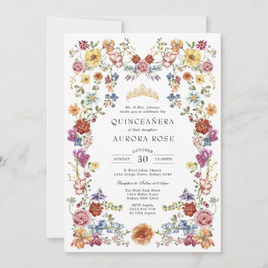 Kleurrijke Boho Floral Quinceañera Mis Quince Kaart (Voorkant)