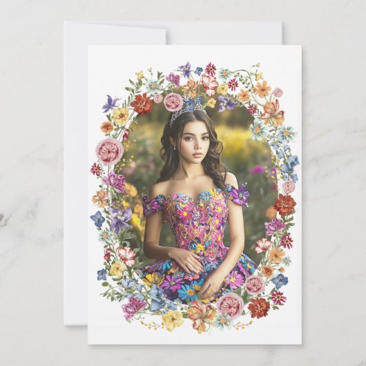 Kleurrijke Boho Floral Quinceañera Mis Quince Kaart (Achterkant)