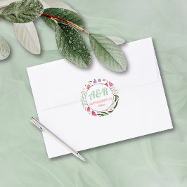 Kleurrijke boho folklore bloemen rond lijst bruilo ronde sticker