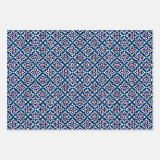 Kleurrijke Boho geometrische bloemenpatroon Inpakpapier Vel (Voorkant)