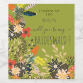 KLEURRIJKE BOHO GROENE BLOEM WIJN ETIKET (Enkel label)