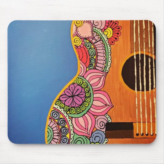 Kleurrijke Boho Guitar Mousepad Muismat (Voorkant)