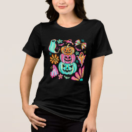 Kleurrijke Boho Halloween Pompoenen Tri-Blend Shirt