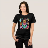 Kleurrijke Boho Halloween Pompoenen Tri-Blend Shirt (Voorkant volledig)