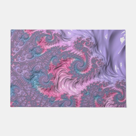 Kleurrijke Boho Hippie Groovy Trippy Pastel Fracta Deurmat (Voorkant)