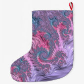 Kleurrijke Boho Hippie Groovy Trippy Pastel Fracta Grote Kerstsok (Achterkant)