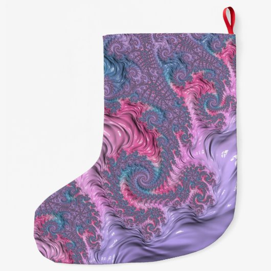 Kleurrijke Boho Hippie Groovy Trippy Pastel Fracta Grote Kerstsok (Achterkant)