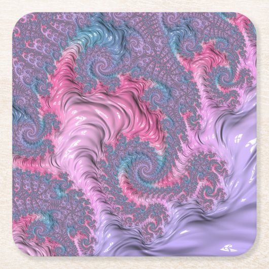 Kleurrijke Boho Hippie Groovy Trippy Pastel Fracta Kartonnen Onderzetters (Voorkant)