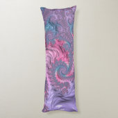 Kleurrijke Boho Hippie Groovy Trippy Pastel Fracta Lichaamskussen (Achterkant (Verticaal))