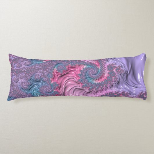 Kleurrijke Boho Hippie Groovy Trippy Pastel Fracta Lichaamskussen (Voorkant)
