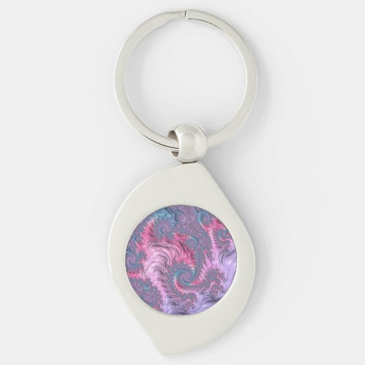 Kleurrijke Boho Hippie Groovy Trippy Pastel Fracta Sleutelhanger (Voorkant)