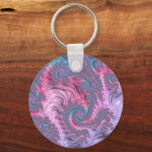 Kleurrijke Boho Hippie Groovy Trippy Pastel Fracta Sleutelhanger (Achterkant)
