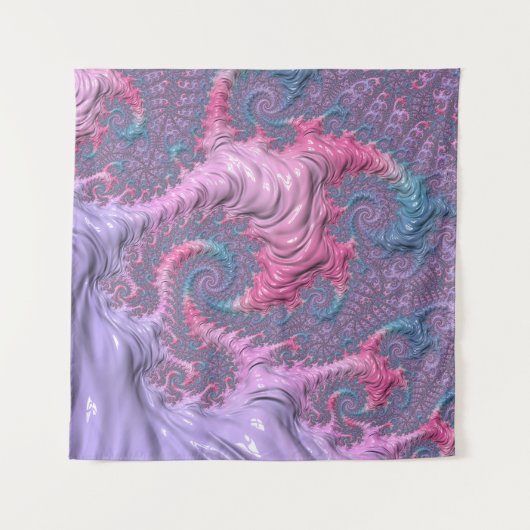 Kleurrijke Boho Hippie Groovy Trippy Pastel Fracta Wandkleed (Voorkant (horizontaal))