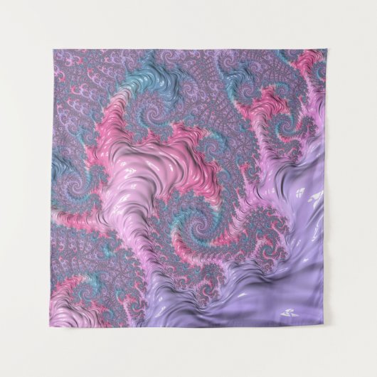 Kleurrijke Boho Hippie Groovy Trippy Pastel Fracta Wandkleed (Voorkant)