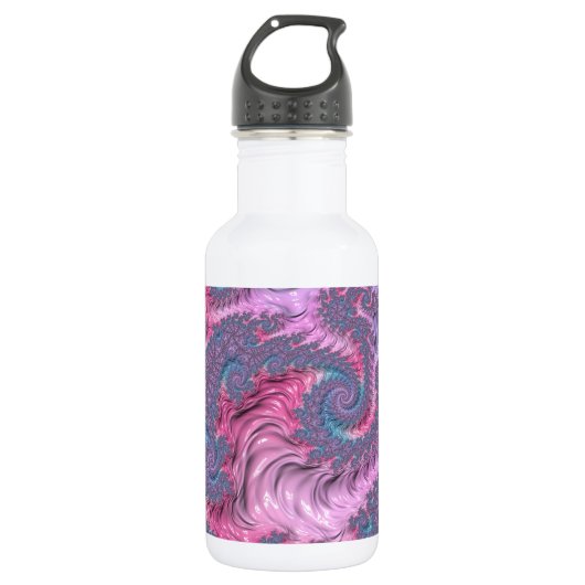 Kleurrijke Boho Hippie Groovy Trippy Pastel Fracta Waterfles (Voorkant)