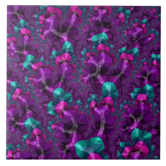 Kleurrijke Boho Hippie Jewel Tone Low Poly Fractal Tegeltje (Voorkant)