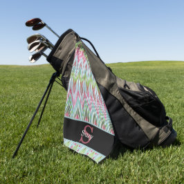 Kleurrijke Boho Hippie Pattern Initiaal Monogram Golfhanddoek