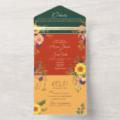 Kleurrijke Boho Jewel Tone bruiloft All In One Uitnodiging (Binnen)