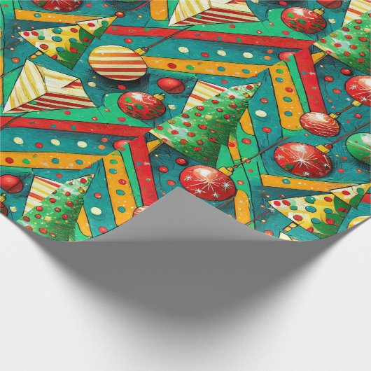 Kleurrijke Boho Kerst Cadeaupapier (Hoek)