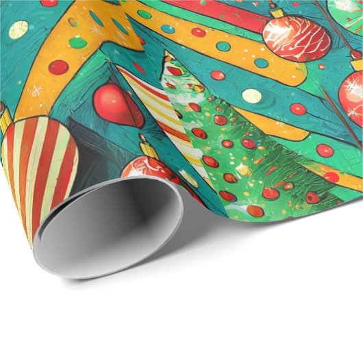 Kleurrijke Boho Kerst Cadeaupapier (Rol Hoek)