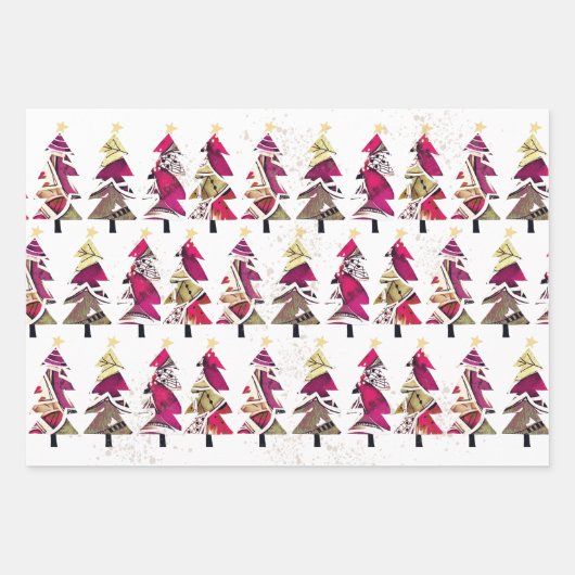 Kleurrijke Boho kerstbomen patroon 3 vellen (Voorkant 2)