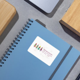 Kleurrijke Boho Kerstbomen Patroon Label