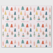 Kleurrijke Boho kerstbomen roze aangepaste naam Cadeaupapier (Vlak)