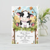 Kleurrijke Boho Koe Baby shower Kaart (Staand voorkant)