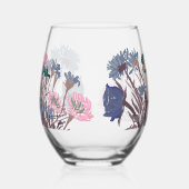 Kleurrijke Boho  Lentevloemen +Custom Naam Wijnglas Zonder Voet (Links)