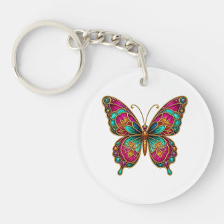 Kleurrijke Boho Mandala Vlinder Acryl Sleutelhange Sleutelhanger