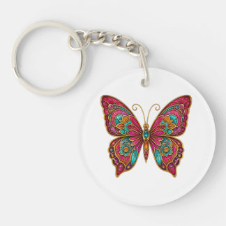 Kleurrijke Boho Mandala Vlinder Acryl Sleutelhange Sleutelhanger