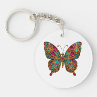 Kleurrijke Boho Mandala Vlinder Acryl Sleutelhange Sleutelhanger