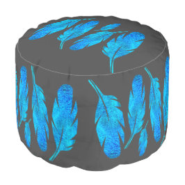 Kleurrijke boho moderne blauwe veer poef