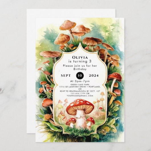 Kleurrijke Boho Mushroom Verjaardag Kaart (Voorkant / Achterkant)