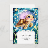 Kleurrijke Boho onderwater schildpad verjaardag Bedankkaart (Voorkant / Achterkant)