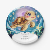Kleurrijke Boho onderwater schildpad verjaardag Papieren Bordje (Voorkant)