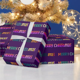 Kleurrijke Boho Paarse Kerstmis Cadeaupapier
