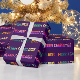 Kleurrijke Boho Paarse Kerstmis Cadeaupapier