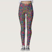 Kleurrijke Boho Paisley volkskunst Leggings (Voorkant)