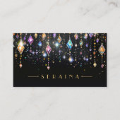 Kleurrijke Boho Pareltjes op Black ID1035 Visitekaartje (Voorkant)