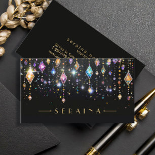 Kleurrijke Boho Pareltjes op Black ID1035 Visitekaartje