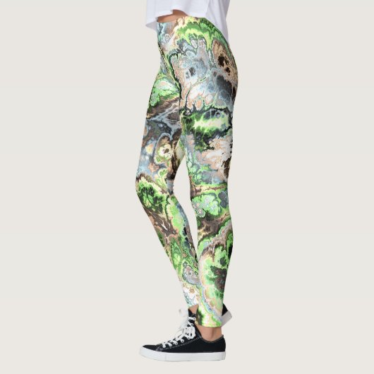 Kleurrijke Boho Pastel Fractal Marmer Abstracte ku Leggings (Links)