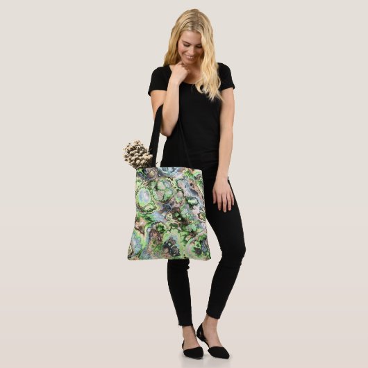 Kleurrijke Boho Pastel Fractal Marmer Abstracte ku Tote Bag (Op model)