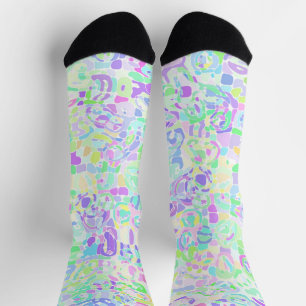 Kleurrijke Boho Pastel Groovy Hippie Blob Mozaïek Sokken