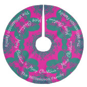 Kleurrijke Boho Patroon Roze Groen Trendy Kerstmis Kerstboom Rok (Voorkant)